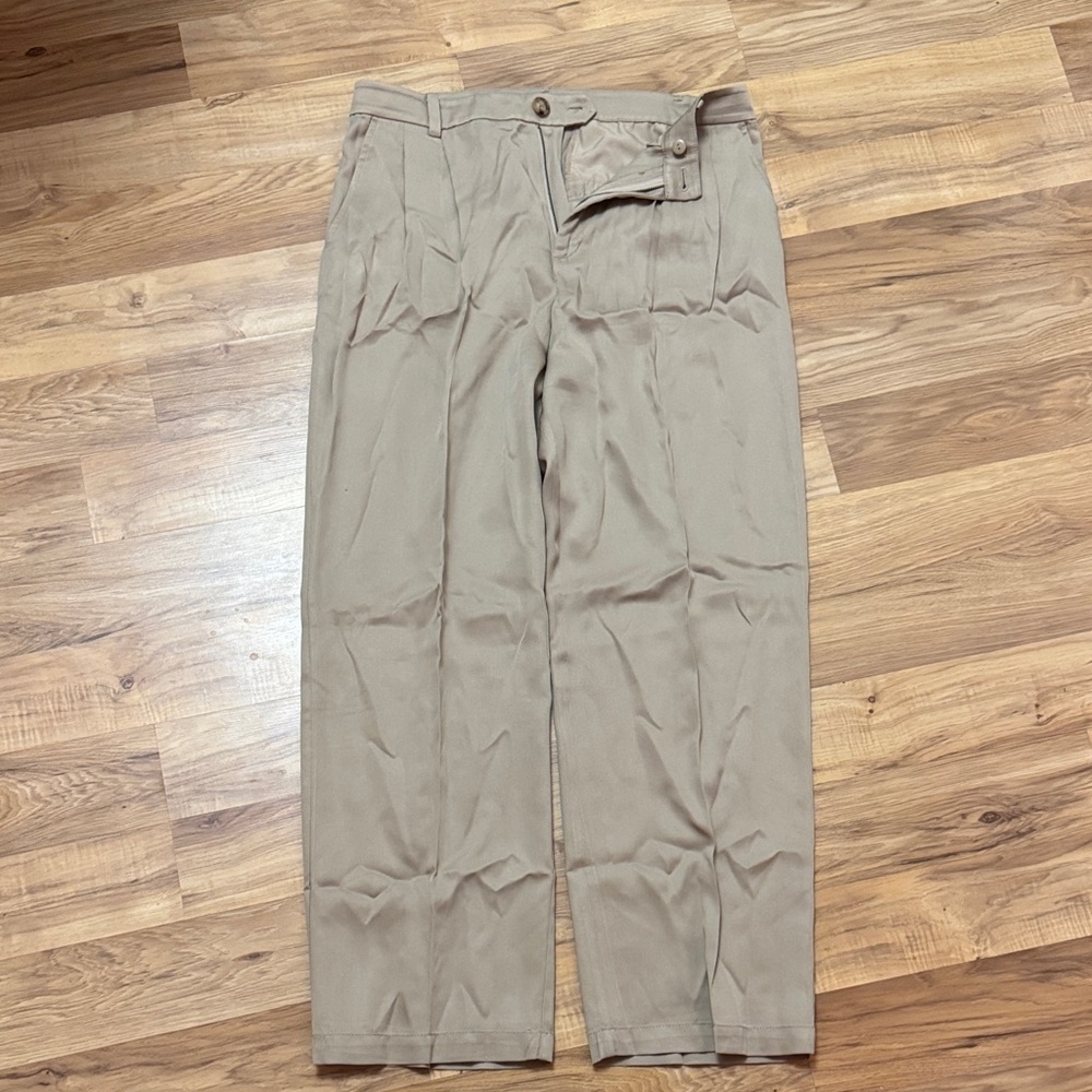LOFT khaki wide leg trouser 10
